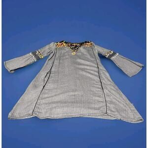Luv 2 Luv Boho Long Sleeve Dress With Ties And Pockets, Size L